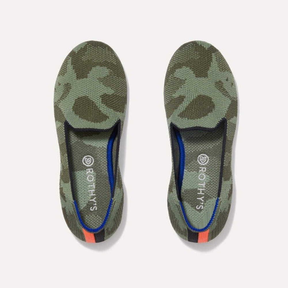 EUC Rothy’s The Kids Loafer Olive Camo size 12